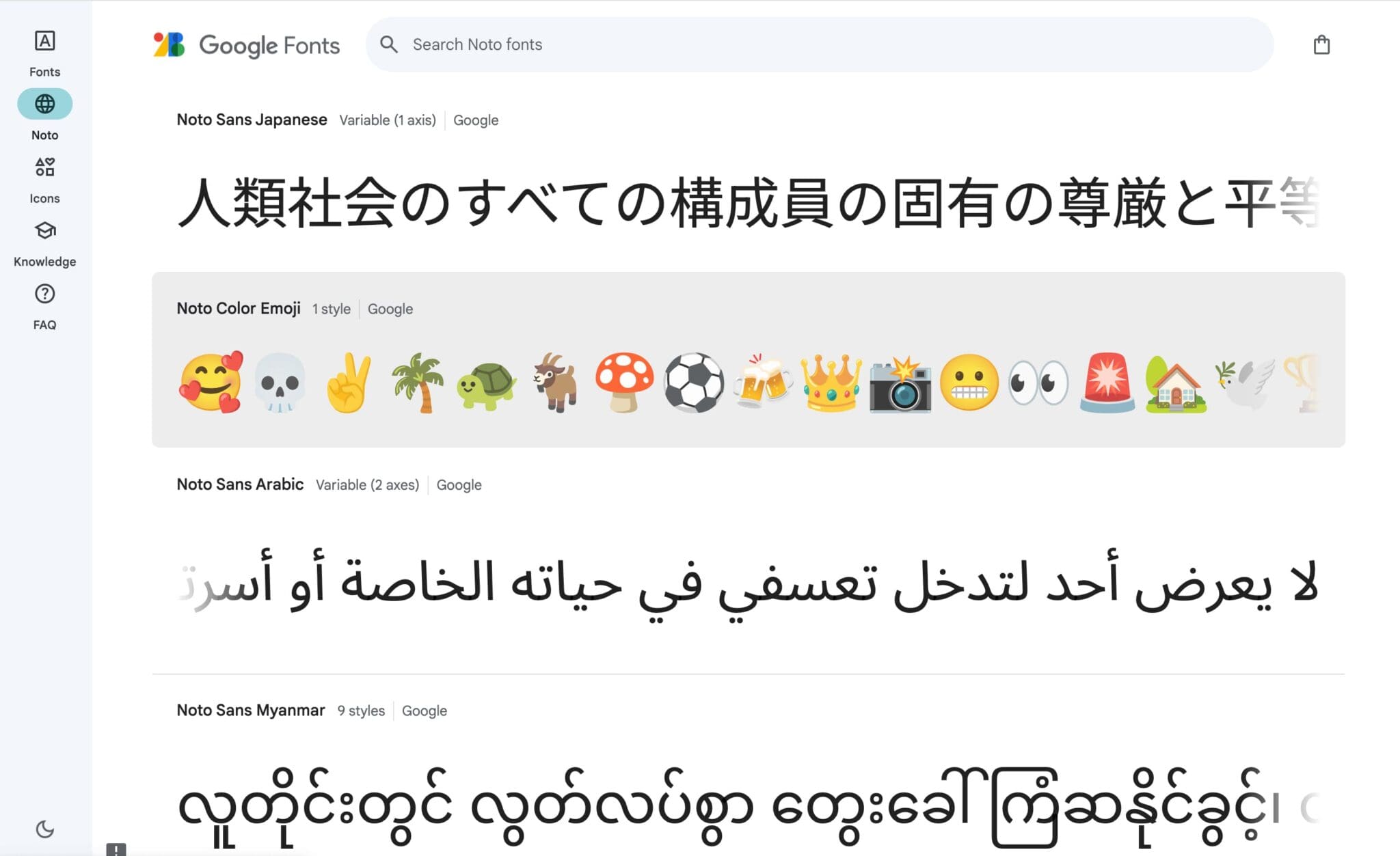 Google Fonts Other Languages