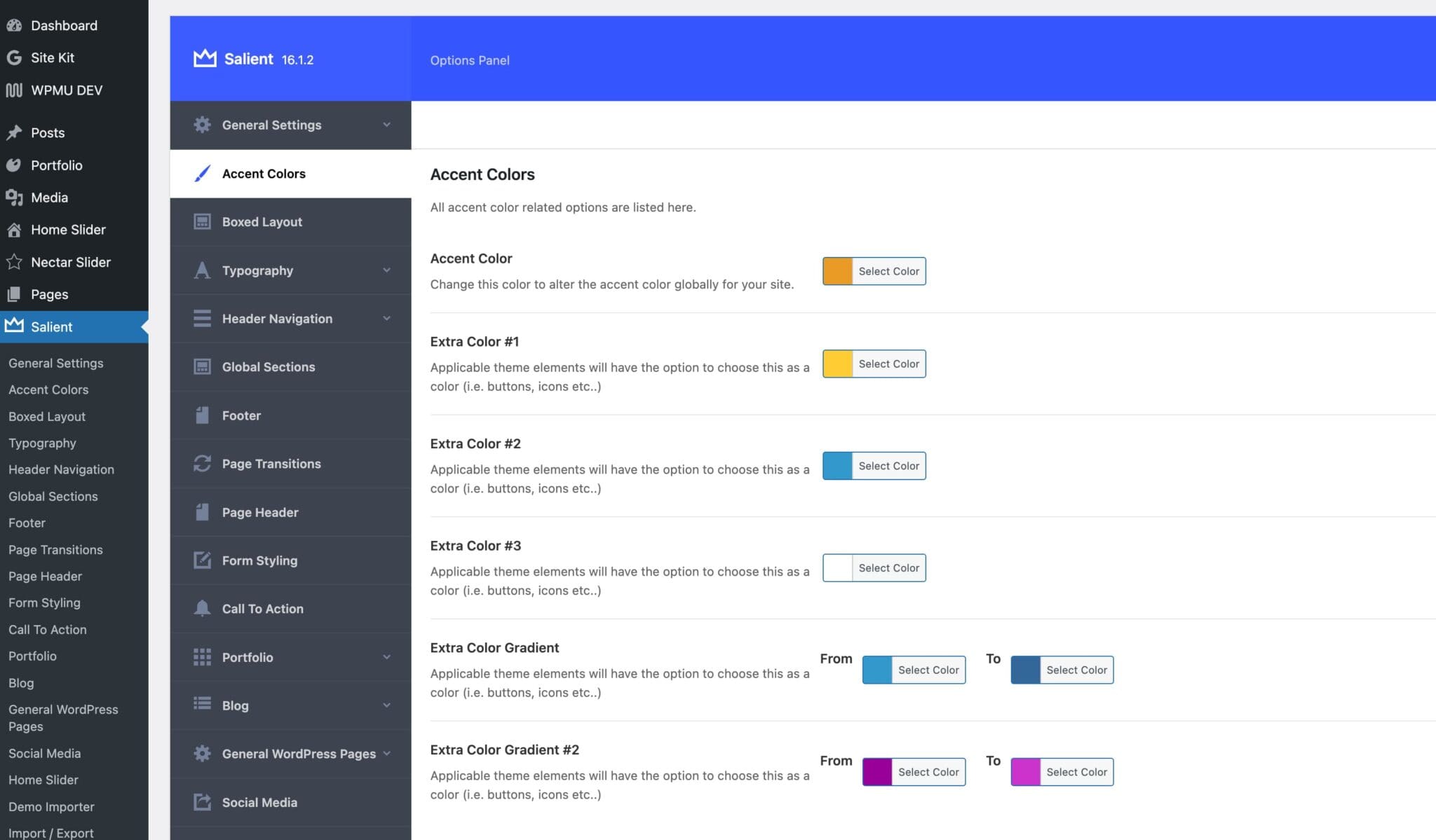 Salient WordPress Theme Accent Colors